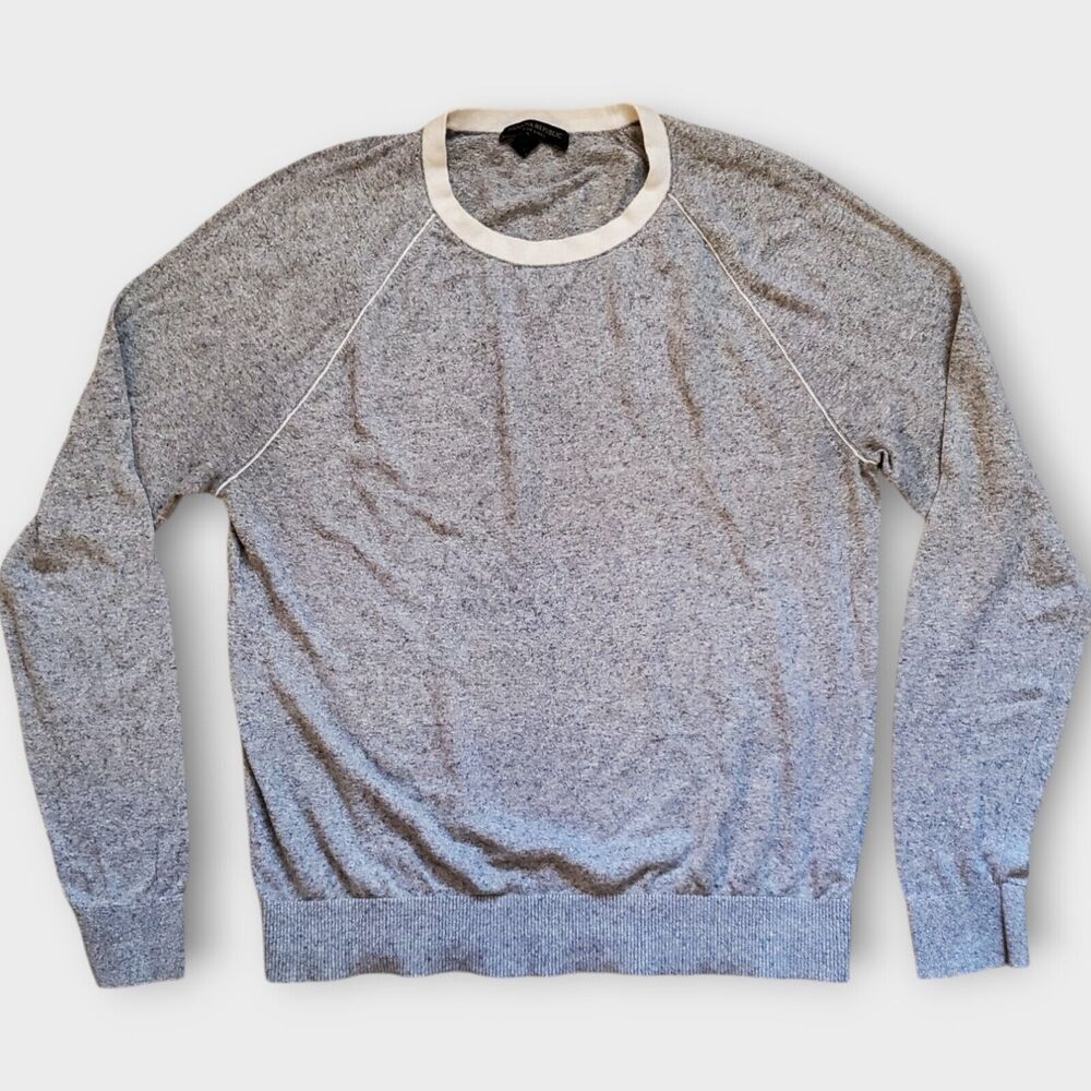 Banana Republic Sweater Womens Large Gray Silk Linen Blend Crew Neck Pullover
